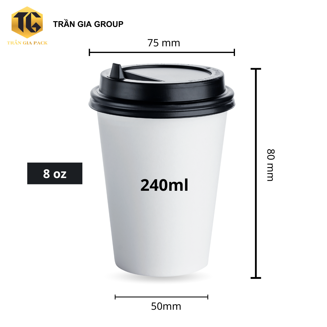 Ly giấy 8oz trắng + in theo yêu cầu
