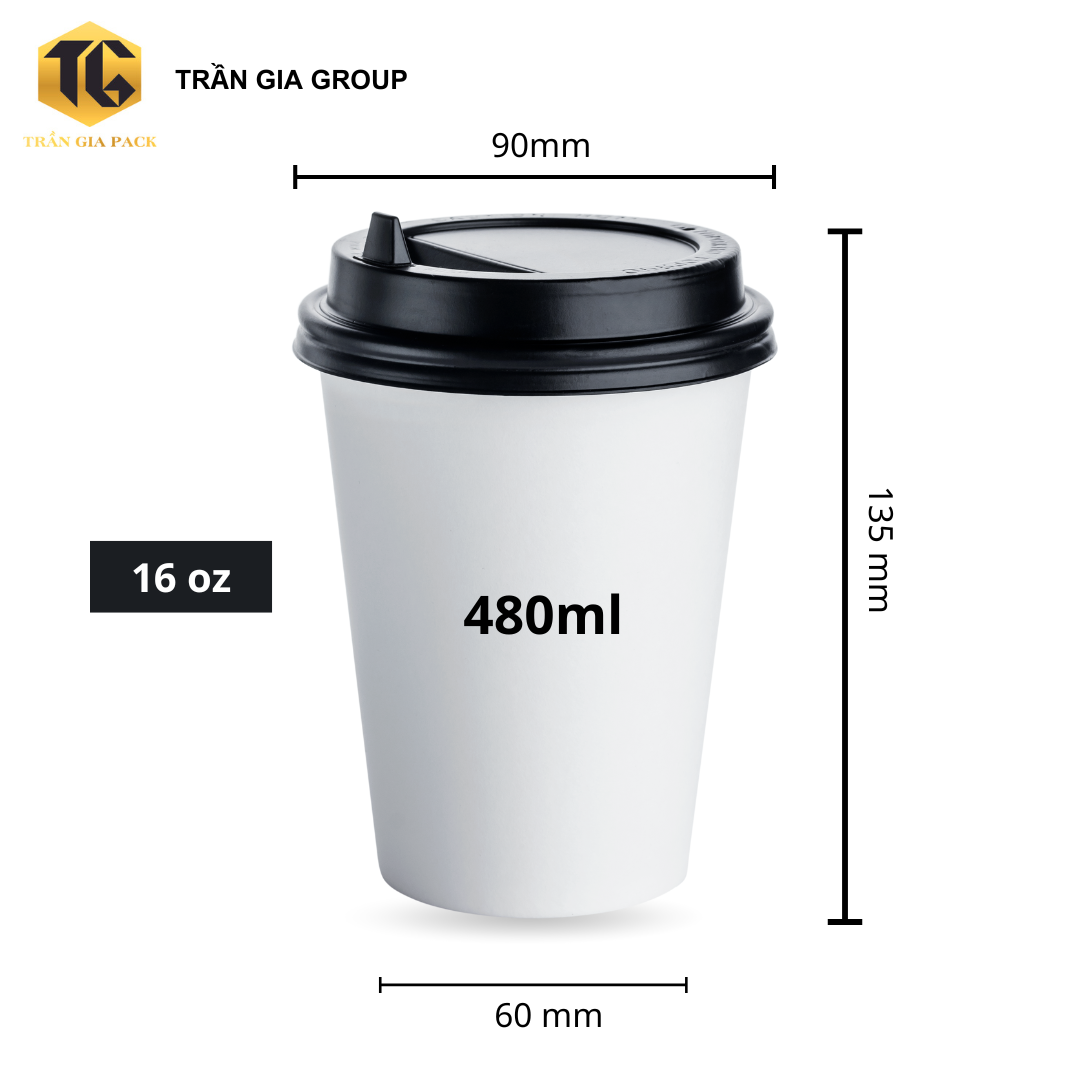 Ly giấy 16oz trắng + in theo yêu cầu
